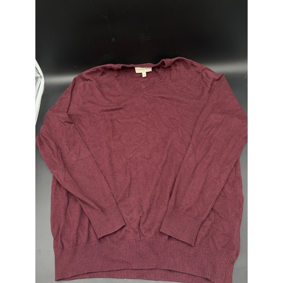 Hawker Rye Sweaters - Hawker Rye Womens V-Neck Cotton Cashmere Knit Sweater Burgundy Large